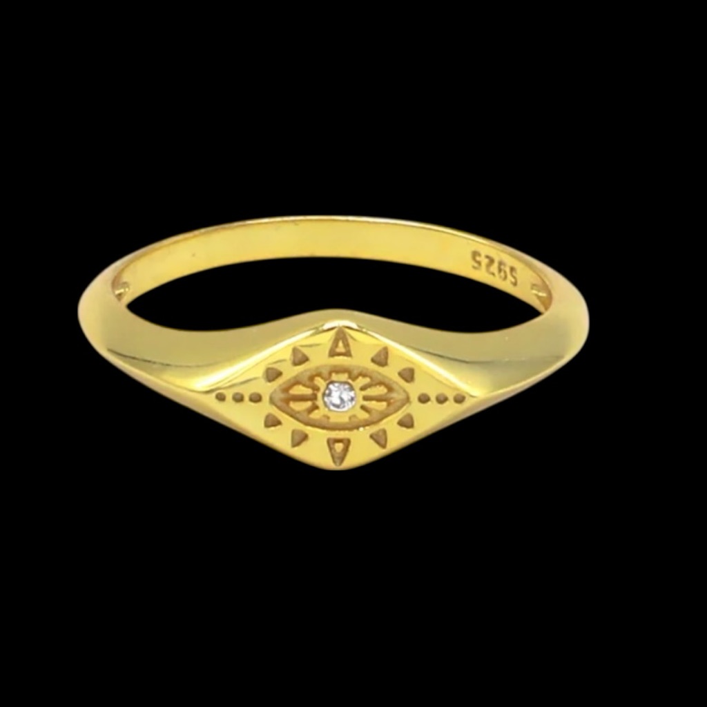 Contemporary 18k Gold Vermeil Over Sterling Designer Bright Eye Ring